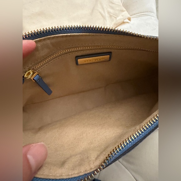 Tory Burch Monogram Brocade Shoulder Bag "Sea Frost” Blue - Picture 10 of 11